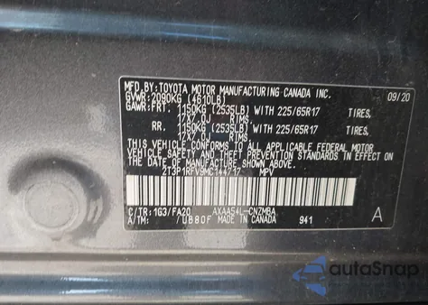 2021 Toyota Rav4 Xle z USA, uszkodzony, nr VIN 2T3P1RFV9MC144717